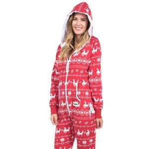 Tipsy Elves Fair Isle Reindeer Red Onesie Pajamas